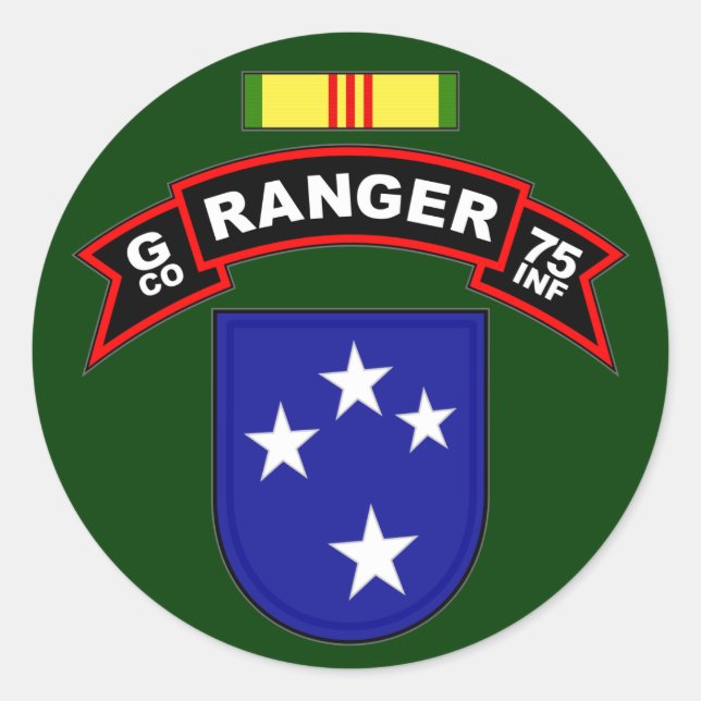 G Co, 75th Infantry Regiment - Rangers, Vietnam Runder Aufkleber (Vorderseite)