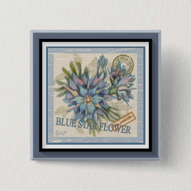G Creation Office - blaue Blume Button (Vorderseite)