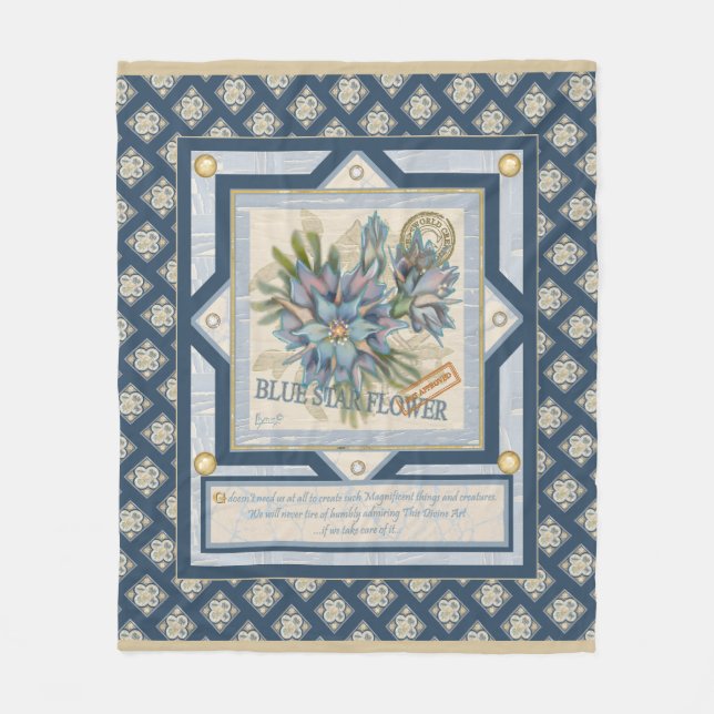 G Creation Office - blaue Blume Fleecedecke (Vorderseite)