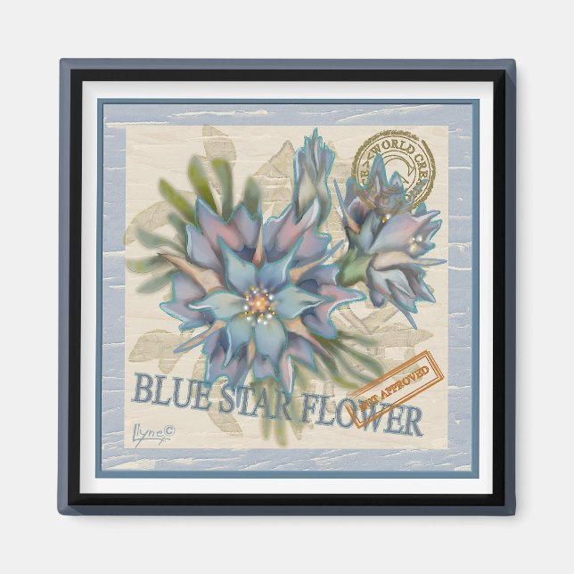 G Creation Office - blaue Blume Magnet (Vorne)