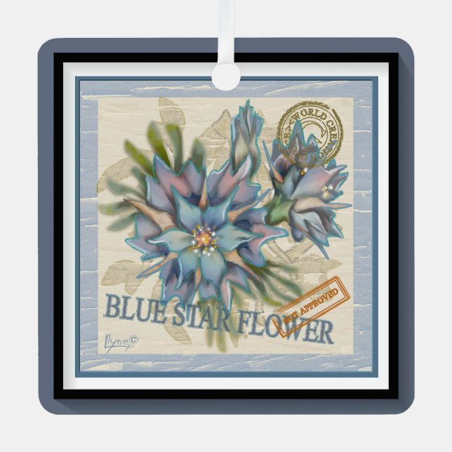 G Creation Office - blaue Blume Ornament Aus Metall (Vorderseite)