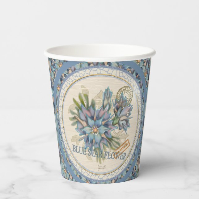 G Creation Office - blaue Blume Pappbecher (Rückseite)