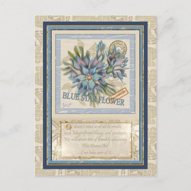G Creation Office - blaue Blume Postkarte (Vorderseite)