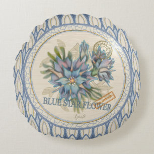 G Creation Office - blaue Blume Rundes Kissen