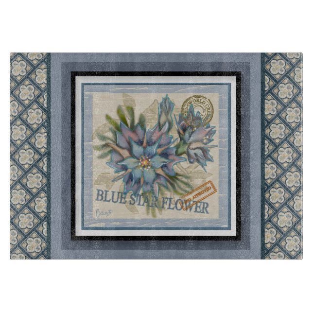 G Creation Office - blaue Blume Schneidebrett (Vorderseite)