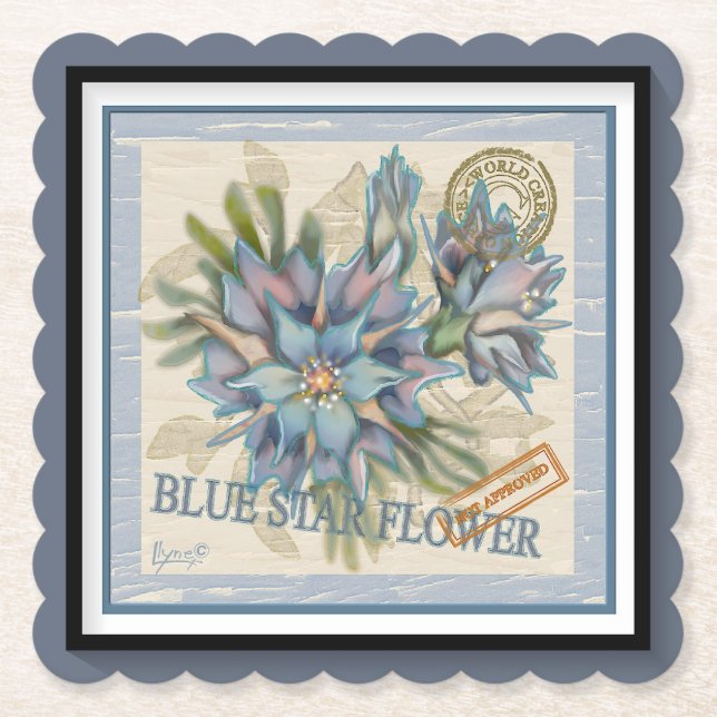 G Creation Office - blaue Blume Untersetzer (Vorderseite)