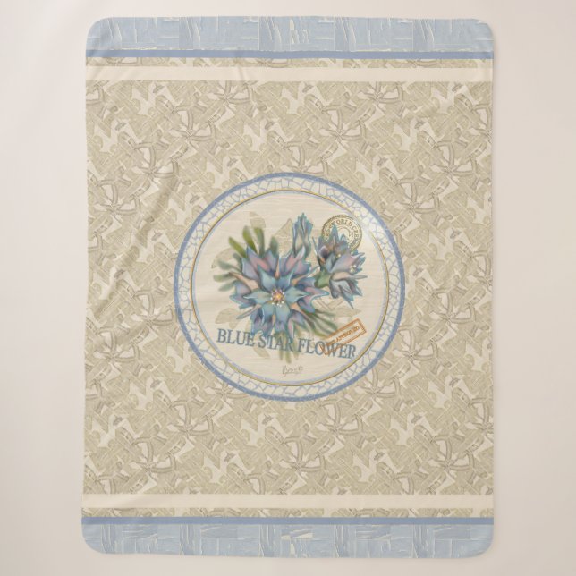 G Creation Office blue Blume Fleece Blanket Sherpadecke (Vorderseite)