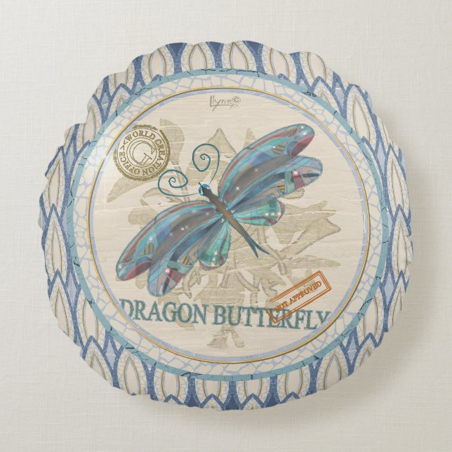 G Creation Office Dragonfly Rundes Kissen (Vorderseite)