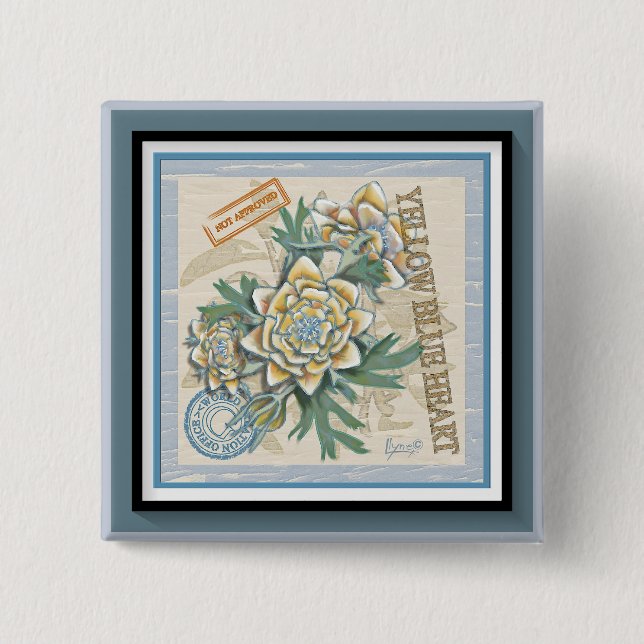 G Creation Office gelbe Blume Button (Vorderseite)