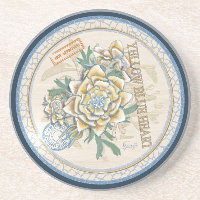 G Creation Office gelbe Blume Getränkeuntersetzer (Vorne)