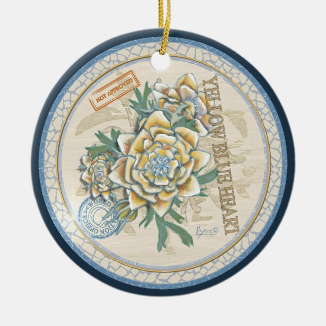 G Creation Office gelbe Blume Keramik Ornament (Vorne)