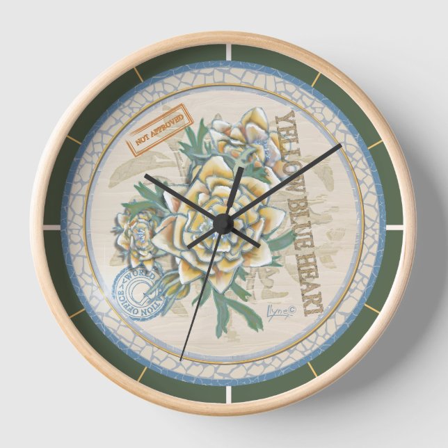 G Creation Office gelbe Blume Uhr (Vorderseite)