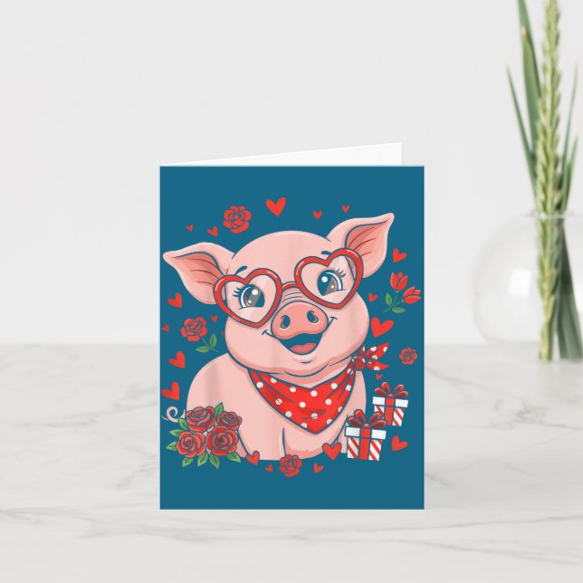 G Cute Farm Animal Sungles Heart Love Valentine  Karte (Vorderseite)