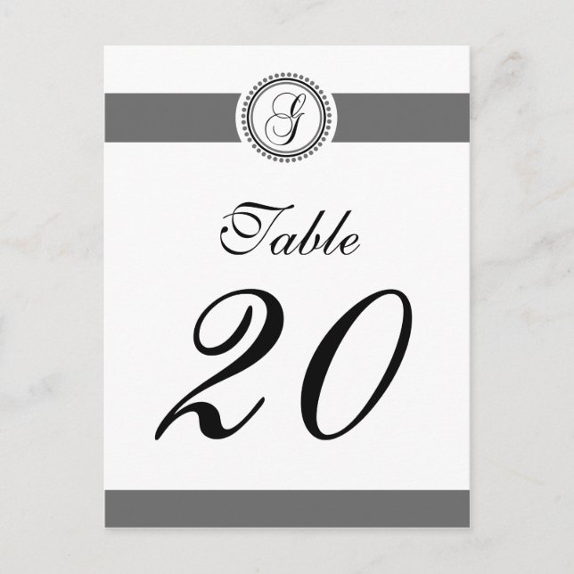G Dot Circle Monogramm Tischnummer (schwarz / grau (Vorderseite)
