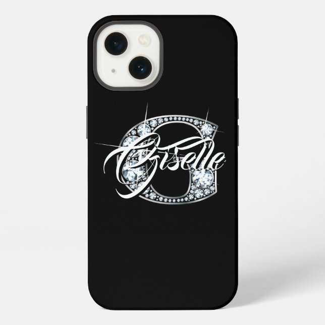 G Faux-Diamant-Bling-Monogramm iPhone Hülle (Rückseite)