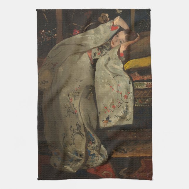 G.H. Breitner, Mädchen in einem weißen Kimono - Geschirrtuch (Vertikal)