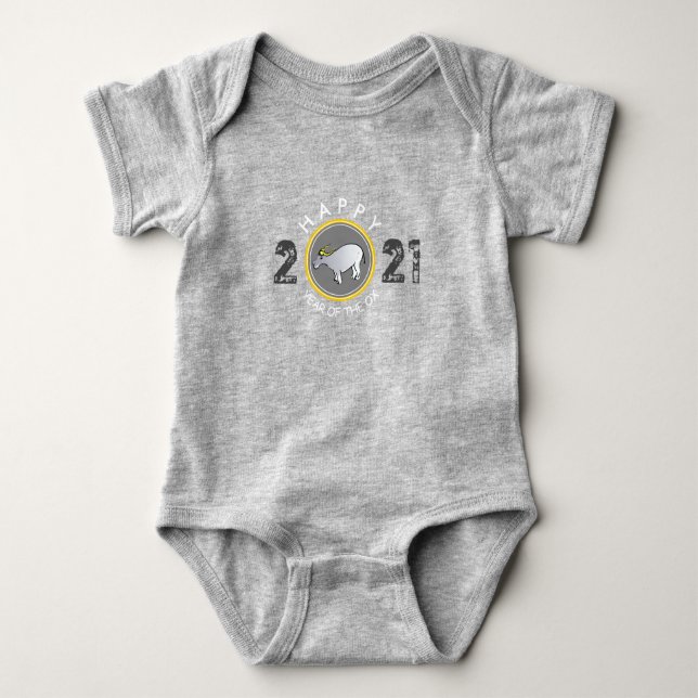 G Happy Chinese Ox New Year 2021 Baby Bodysuit Baby Strampler (Vorderseite)