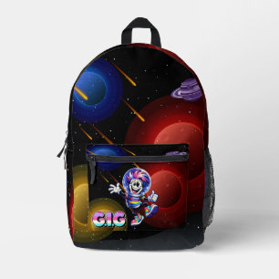 G.I.G Kids Cartoon-Logo – Farbige gestreifte Buchs Bedruckter Rucksack