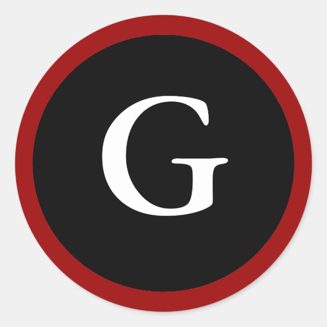 G: Initial G Letter G Red, White & Black Stickers (Vorderseite)