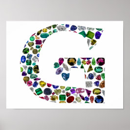 G Initial Gemstone Design Poster