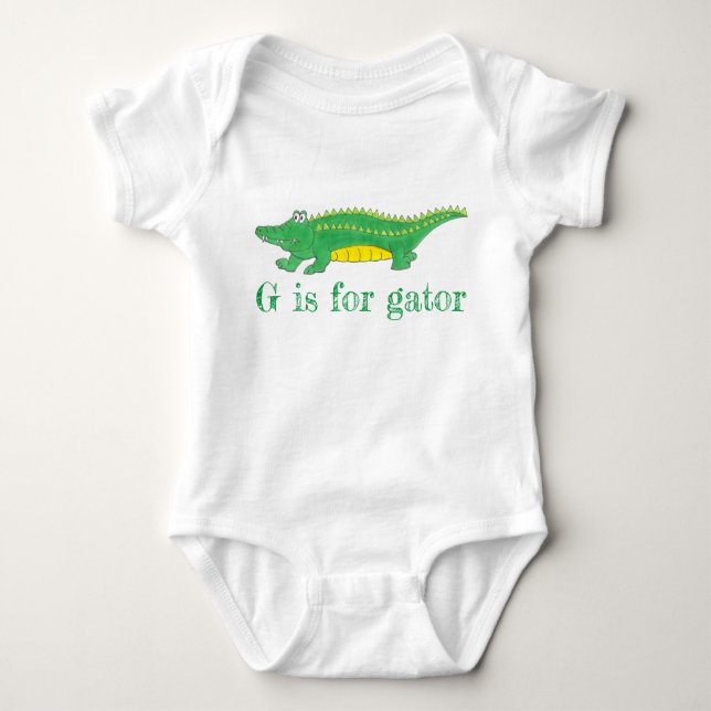 G ist für Gator Green Alligator Croc Crocodile Baby Strampler (Vorderseite)