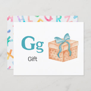 G ist für Geschenk - Alphabet Flash Card Postkarte