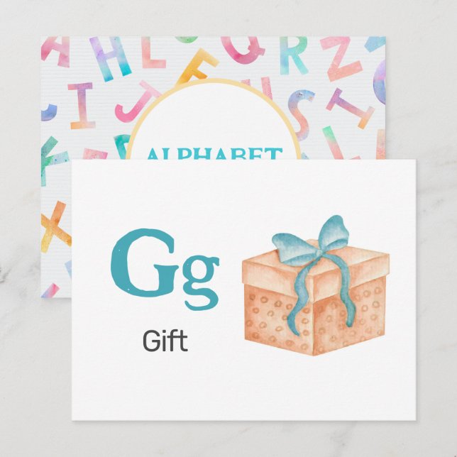 G ist für Geschenk - Alphabet Flash Card Postkarte (Vorne/Hinten)