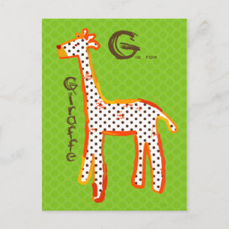 "G ist für Giraffe" digitale Malerei Postkarte