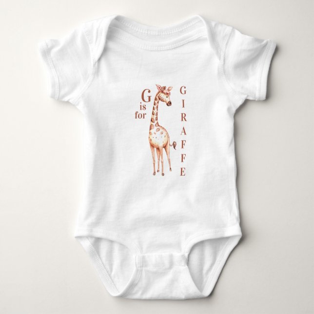 G ist für GIRAFFE Whimsical Baby Bodysuit Baby Strampler (Vorderseite)