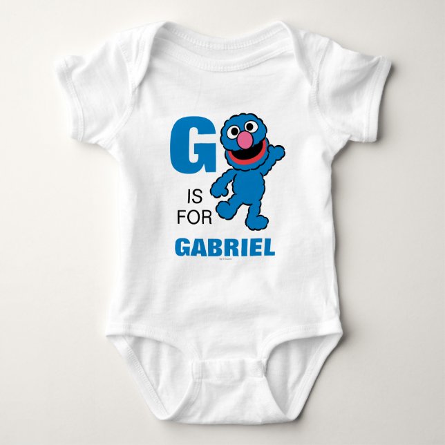 G ist für Grover | Name hinzufügen Baby Strampler (Vorderseite)
