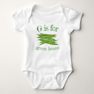 G ist für Grüne Bohnen Sommergarten Gemüse Veg Baby Strampler