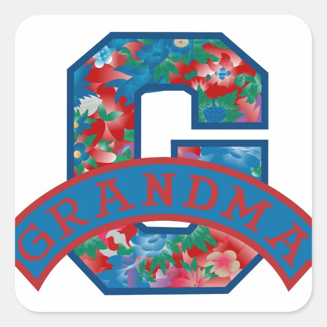 G ist für Oma Quadratischer Aufkleber (Vorderseite)