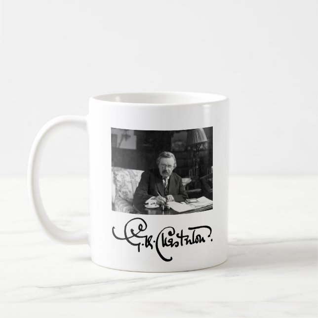G. K. Chesterton am Arbeitsplatz Kaffeetasse (Links)