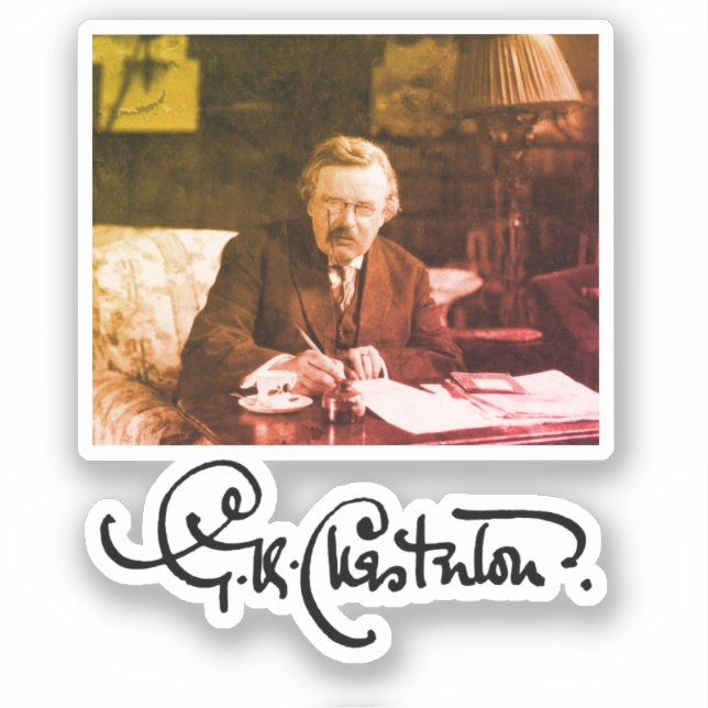 G. K. Chesterton bei der Arbeit Aufkleber (Vorderseite)
