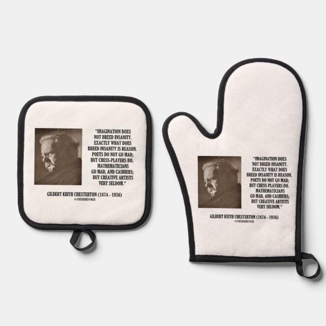G.K. Chesterton Imagination Insanity Creative Ofenhandschuh & Topflappen-Set (Vorderseite)