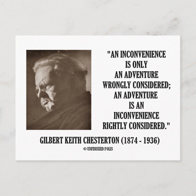 G.K. Chesterton InConvenience Adventure erwogen Postkarte (Vorderseite)
