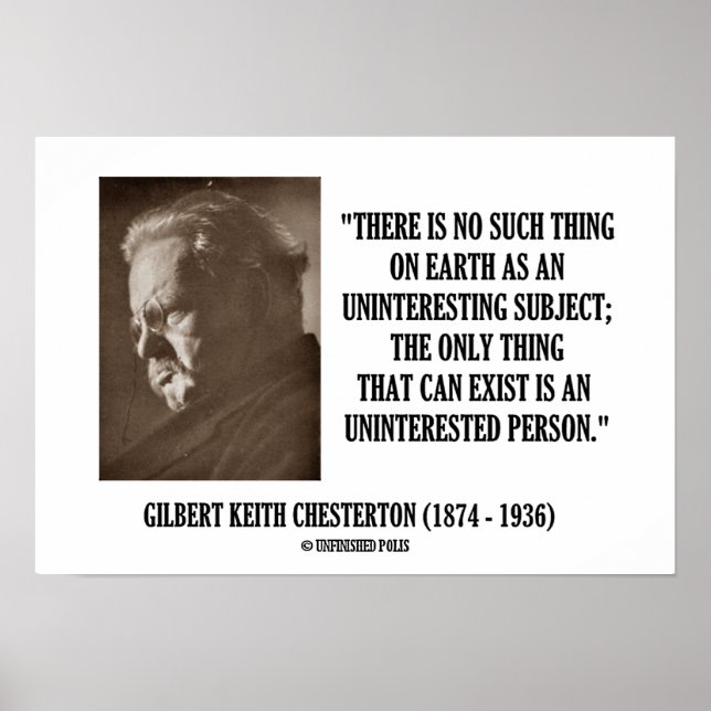 G.K. Chesterton Uninteressantes Thema Uninteressie Poster (Vorne)