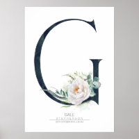 G Letter Monogram Weiße Blume und Grüne