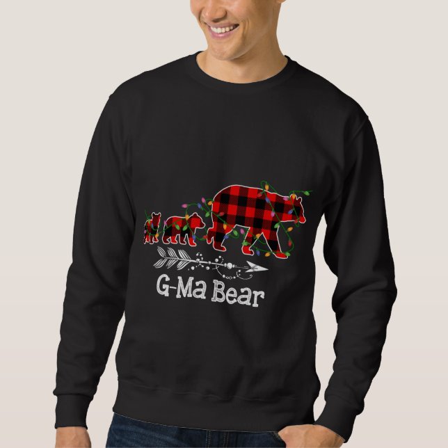 G-Ma Bär Roter Karierter Weihnachts-Pajama-Familie Sweatshirt (Vorderseite)