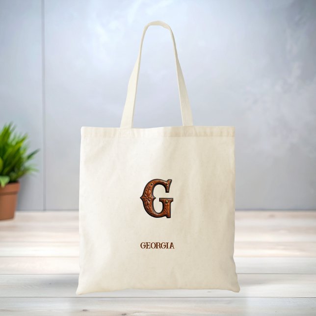 G mit Werkzeugleder geprägtes westliches Monogramm Tragetasche (Von Creator hochgeladen)