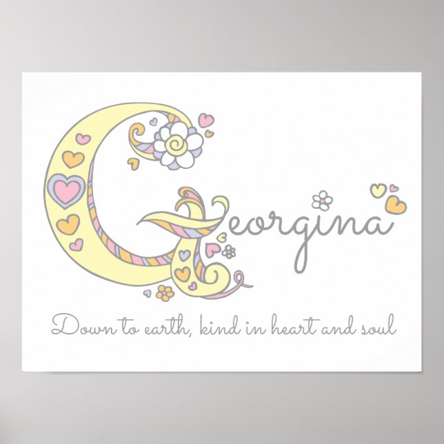 G monogram art Georgina girls name meint poster (Vorne)
