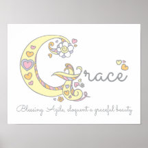 G monogram art Grace Girls Name bedeutet Plakat