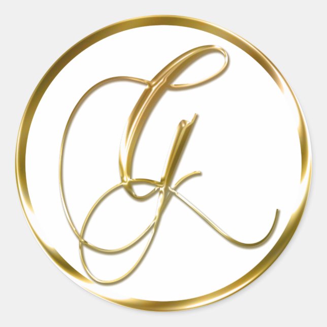 G Monogram Imitate Gold Umschlag oder Günstige Sie Runder Aufkleber (Vorderseite)