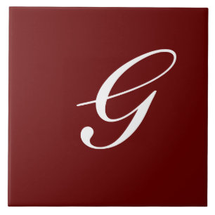 G Monogram Initial White on Maroon Fliese