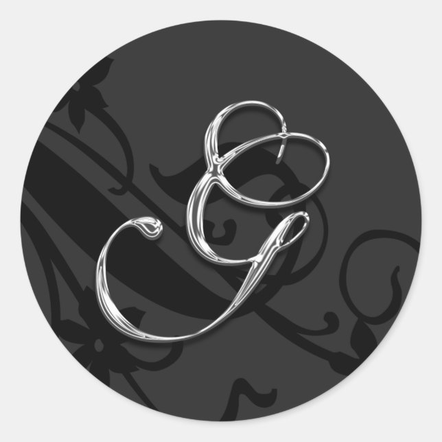 G Monogram Letter Wedding Black Umschlag Aufkleber (Vorderseite)