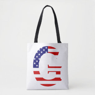 G Monogram überlagert sich auf der Flagge der USA