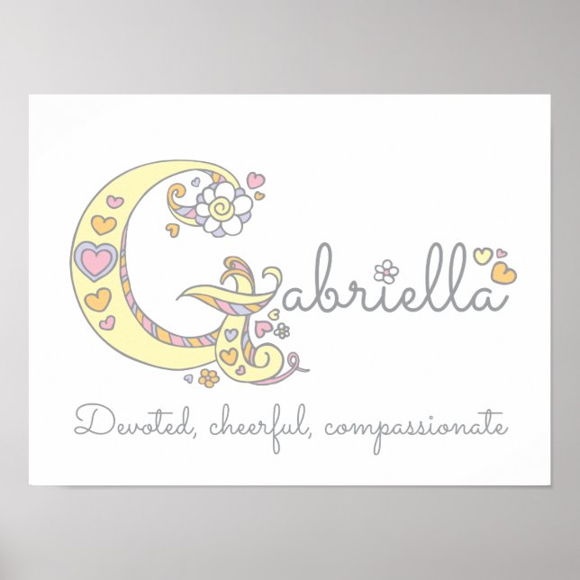 G monogramm art Gabriella girls name meint poster (Vorne)