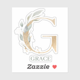 G Monogramm Floral Personalisiert Aufkleber