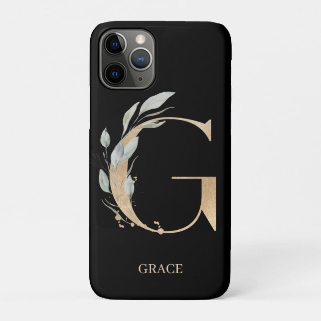 G Monogramm Floral Personalisiert Case-Mate iPhone Hülle (Rückseite)
