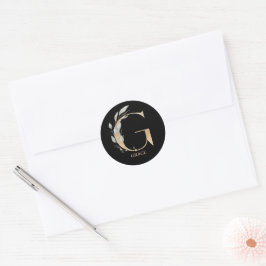 G Monogramm Floral Personalisiert Runder Aufkleber